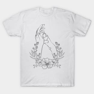 Woman & Dog paw Floral T-Shirt